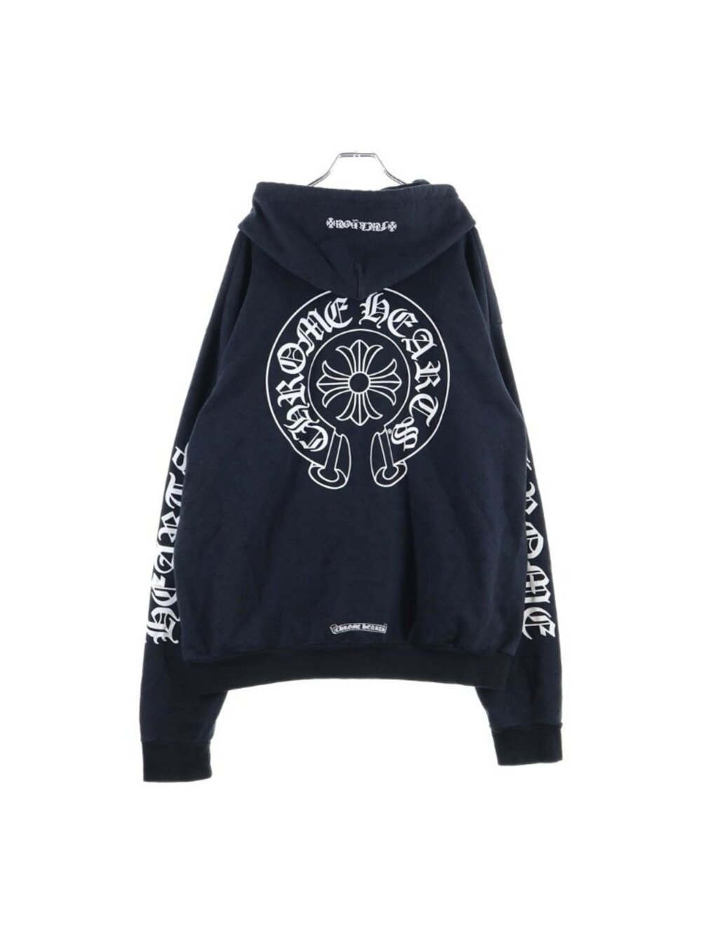 Chrome Hearts CH Cross Back Horseshoe All Over Print Zip Hoodie Black
